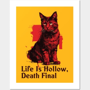 Life is Hollow, Death Final // Vintage Cat Design Posters and Art